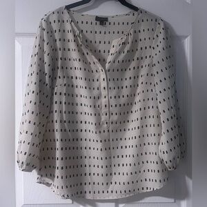 Women's Talbots Cream with Black Spotted Sheer Blouse